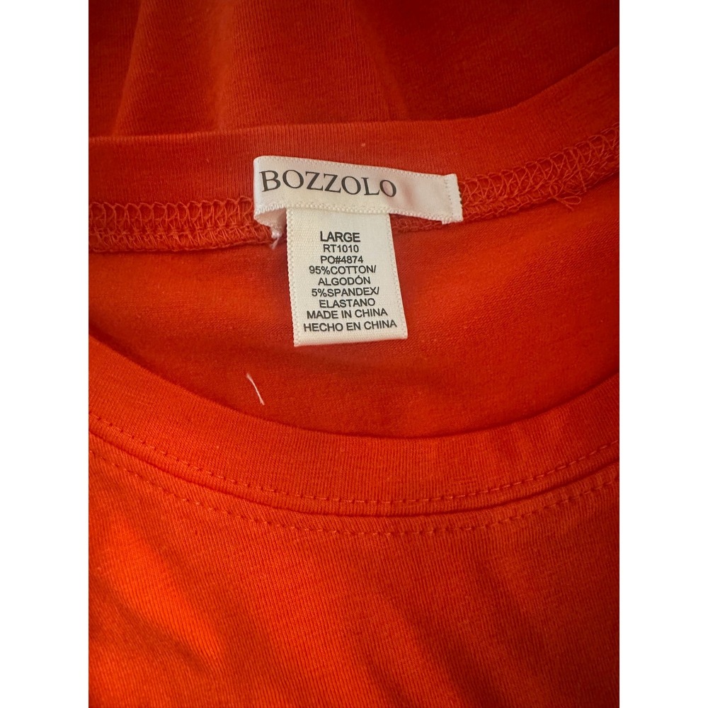 BOZZOLO Orange Short Sleeve Crew Neck T Shirt Top Womens Large - Picture 4 of 4